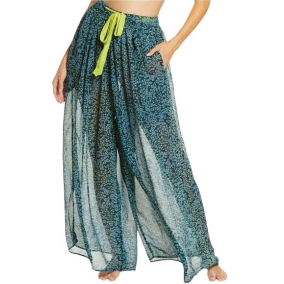 NWOT FREE PEOPLE Sleepin In Printed Chiffon Wide-Leg Pants S - Picture 1 of 11